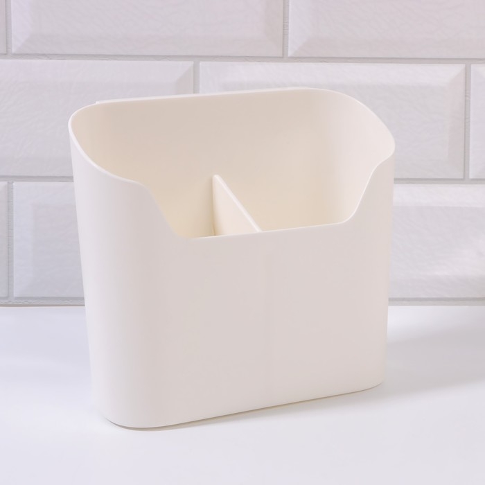 Органайзер для хранения &laquo;Нежность&raquo;, навесной, 2 секции, с клеевой основой, 16,7 &times; 6,9 см, цвет белый