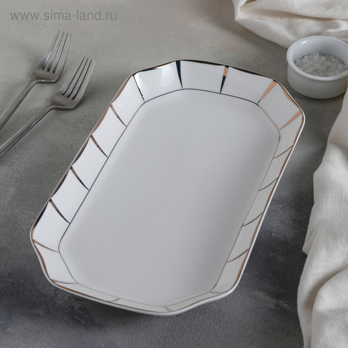 Блюдо фарфоровое сервировочное &laquo;Аврора&raquo;, 600 мл, 30&times;17&times;3 см