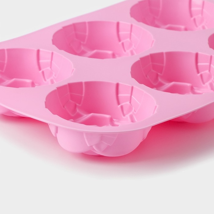 Форма для выпечки Доляна «Роза», силикон, 25,5×17,5 см, 6 ячеек, цвет розовый Форма для выпечки Доляна «Роза», силикон, 25,5×17,5 см, 6 ячеек, цвет розовый