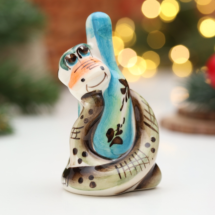 Новый год. Сувенир символ года Новый год. Сувенир символ года "Змей с бутылкой", гжель, цвет, 8,5 см