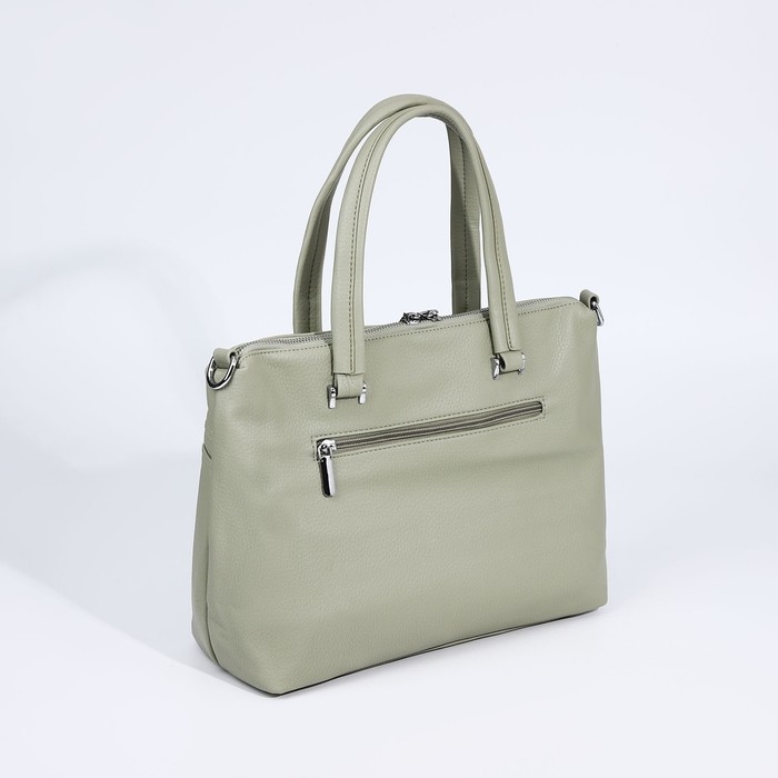 Сумка-тоут на молнии, 2 наружных кармана, цвет светло-зелёный Сумка-тоут на молнии, 2 наружных кармана, цвет светло-зелёный