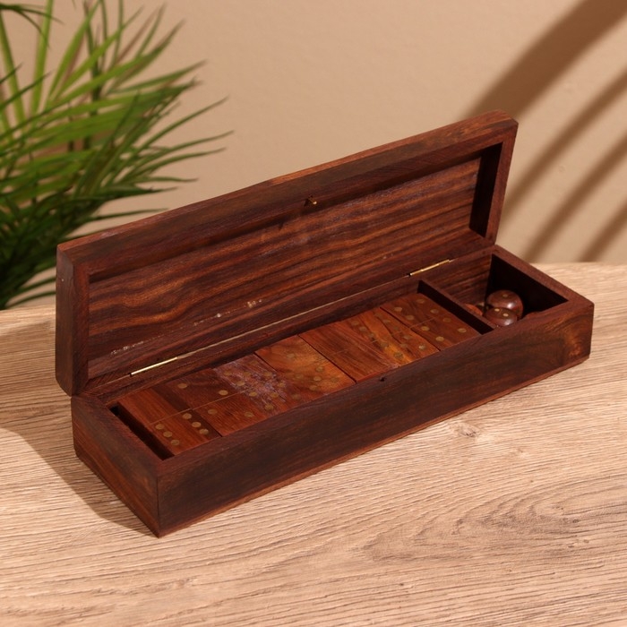 Игра настольная 2в1 (домино + кубики) 25х7,5х5 см, дерево шишам