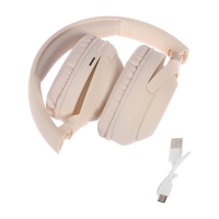 Наушники MZ300, беспроводные, полноразмерные, микрофон, BT 5.3, 400 мАч, бежевые Наушники MZ300, беспроводные, полноразмерные, микрофон, BT 5.3, 400 мАч, бежевые