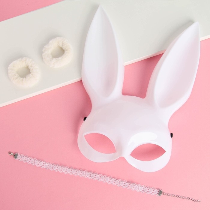 Маска кролика, чокер и резинки для волос «Будь хорошей заей», набор Маска кролика, чокер и резинки для волос «Будь хорошей заей», набор