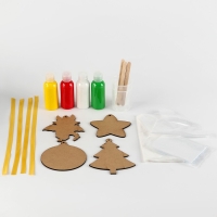 Ёлочные деревянные подвески своими руками на новый год &laquo;Флюид арт&raquo;, новогодний набор для творчества