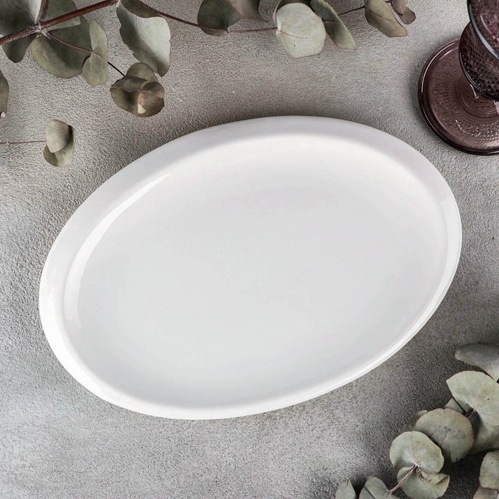 Блюдо фарфоровое овальное Wilmax Teona, 25,5&times;17 см, цвет белый