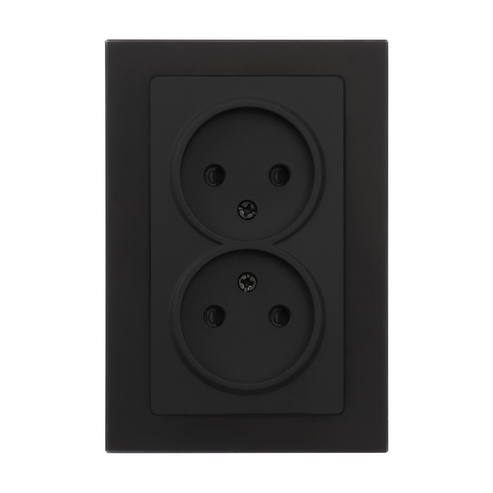 Розетка двухместная TOT Matte Glass, 10 А, скрытая, без з/к, стекло, черная