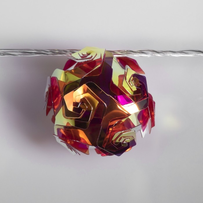 Гирлянда &laquo;Нить&raquo; 4.5 м с насадками &laquo;Цветочные шары&raquo;, IP20, прозрачная нить, 15 LED, свечение красное, 220 В