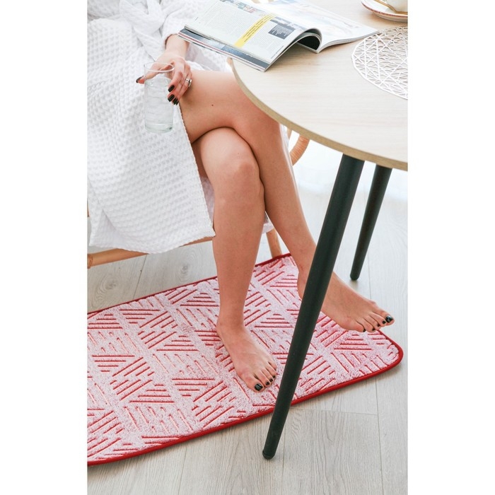 Коврик для ванной светящийся в темноте &laquo;Светящиеся грани&raquo;, 50&times;80 см, цвет бордовый