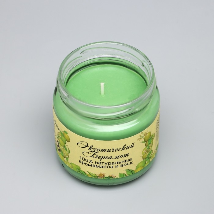 Натуральная эко свеча "Экзотический бергамот", зелёная, 7х7,5 см, 14 ч