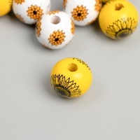 Бусина дерево для творчества "Круглая. Цветы" d=1,6 см набор 10 шт Бусина дерево для творчества "Круглая. Цветы" d=1,6 см набор 10 шт