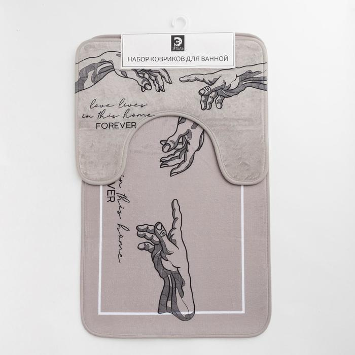 Набор ковриков для ванной Этель Набор ковриков для ванной Этель "Forever" 2 шт, 80х50 см, 50х40 см, велюр