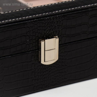 Шкатулка кожзам под часы 8 отделений и бижутерию "Рептилия индиго" матовая 9,5х33х20 см Шкатулка кожзам под часы 8 отделений и бижутерию "Рептилия индиго" матовая 9,5х33х20 см