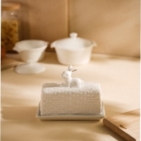 Маслёнка керамическая SL Home «Лесные кролики», 20,5×11×15,5 см, цвет белый Маслёнка керамическая SL Home «Лесные кролики», 20,5×11×15,5 см, цвет белый