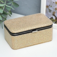 Шкатулка кожзам для украшений "Мелкие квадратики. Золото" 6х7х12 см Шкатулка кожзам для украшений "Мелкие квадратики. Золото" 6х7х12 см
