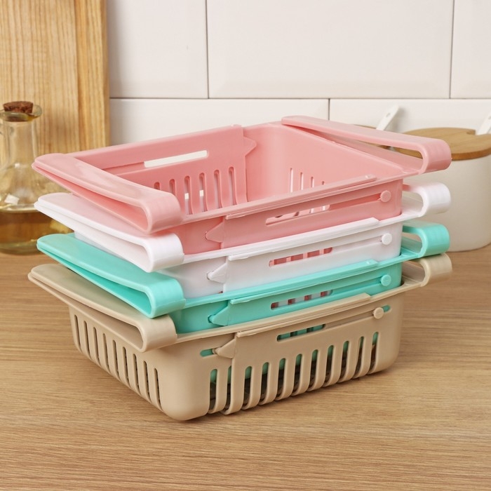 Полка подвесная в холодильник раздвижная Доляна, 20(28)×16,2×7,5 см, цвет МИКС Полка подвесная в холодильник раздвижная Доляна, 20(28)×16,2×7,5 см, цвет МИКС