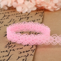 Кружево капроновое, 15 мм &times; 10 &plusmn; 1 м, цвет розовый