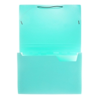 Папка картотека А4, Calligrata "Акварель", 13 отделений, пластиковая, 700 мкм, мятная, резинка чёрная