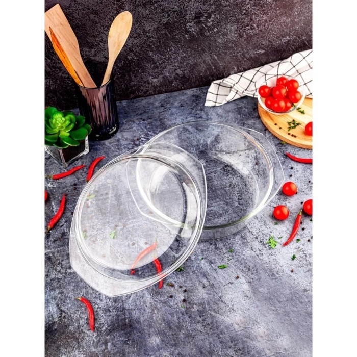 Кастрюля из жаропрочного стекла для запекания Доляна &laquo;Фуэго&raquo;, 3 л, 30,8&times;26,7&times;12 см, с крышкой