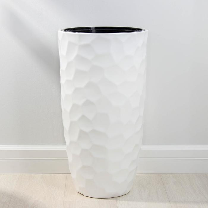 Кашпо для цветов со вставкой &laquo;Мозаика&raquo;, 42 л (9 л), цвет белый