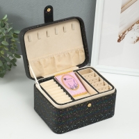 Шкатулка кожзам для украшений "Ночное небо" голография чёрная 14х18х10,5 см Шкатулка кожзам для украшений "Ночное небо" голография чёрная 14х18х10,5 см