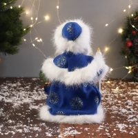 Дед Мороз "В пушистой шубе, с мешком" двигается, 30х19 см, синий Дед Мороз "В пушистой шубе, с мешком" двигается, 30х19 см, синий