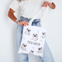 Сумка шопер &laquo;Мопс&raquo; 35х0.5х40 см, отд без молнии, без подклада, белый