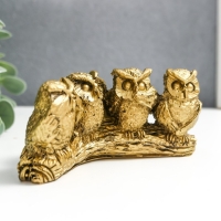 Сувенир полистоун "4 филина на бревне" 5,5х4,5х12 см