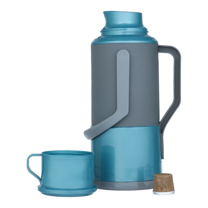 Термос 1.2 л, со стеклянной колбой, сохраняет тепло 24 ч, бирюзовый