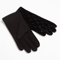 Перчатки женские MINAKU однотонные со стразами, р-р 23 см, цв.чёрный Перчатки женские MINAKU однотонные со стразами, р-р 23 см, цв.чёрный