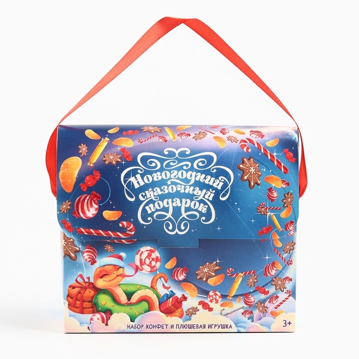 Новогодний подарок, сладкий, детский &laquo;Сказочный подарок&raquo;, конфеты + мягкая игрушка, 250 г