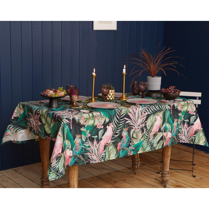 Скатерть "Этель" Tropical parrots 149х220см, 100% хлопок, саржа 190 г/м2