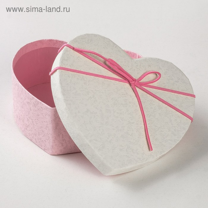 Набор коробок 3 в 1 сердца, розовый-белый, 21 х 19 х 9 - 15.5 х 14 х 6 см