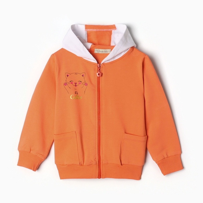 Комплект для девочки (толстовка, брюки ), цвет коралловый, рост 92 см