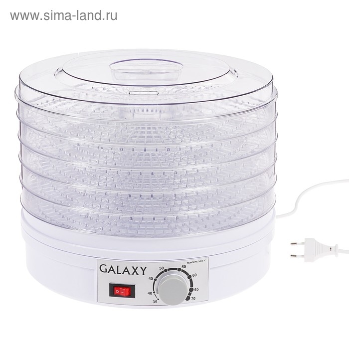 Сушилка для овощей и фруктов Galaxy GL 2631, 350 Вт, 5 ярусов, 17 л, d=30 см, белая Сушилка для овощей и фруктов Galaxy GL 2631, 350 Вт, 5 ярусов, 17 л, d=30 см, белая