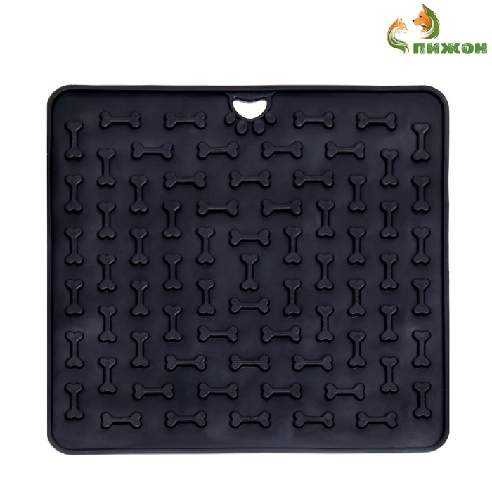Коврик для лизания на присосках 18,5 х 18,5 см, TPE, чёрный