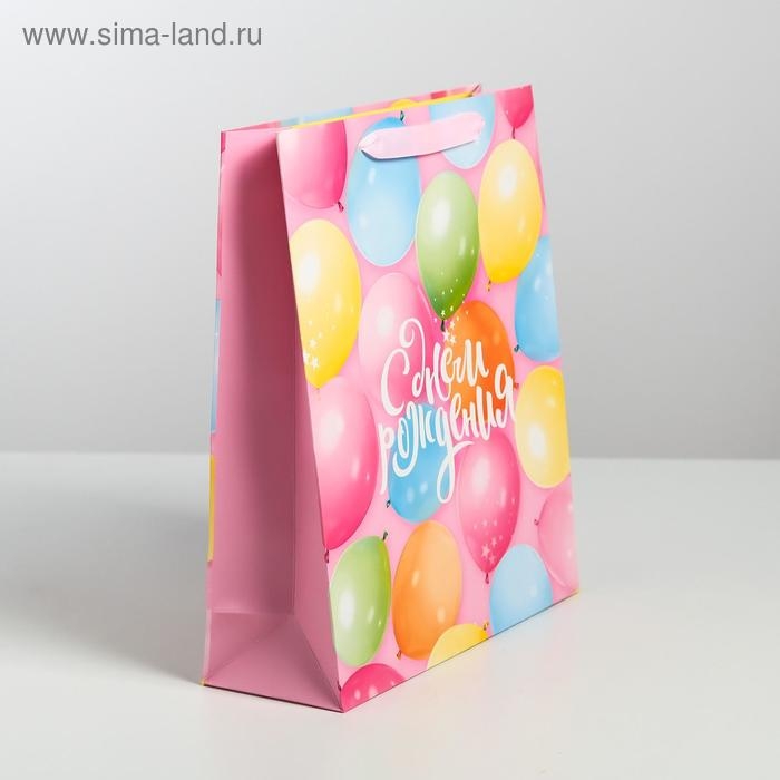 Пакет подарочный ламинированный вертикальный, упаковка, «С днём рождения!», M 25.5 х 30 х 9 см Пакет подарочный ламинированный вертикальный, упаковка, «С днём рождения!», M 25.5 х 30 х 9 см