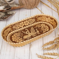 Тарелка «Лебедь», овальная, береста Тарелка «Лебедь», овальная, береста