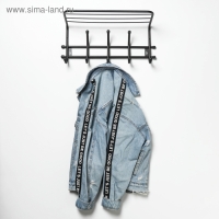 Вешалка настенная с полкой &laquo;Комфорт&raquo;, 5 крючков, 41&times;20&times;10 см, цвет чёрный