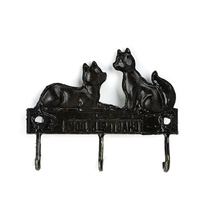 Ключница настенная &laquo;Счастья в дом&raquo;, коты, 9.4 х 6.1 см