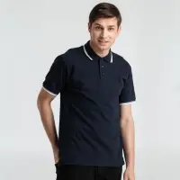 Рубашка поло мужская с контрастной отделкой Practice 270, темно-синий/белый, размер M