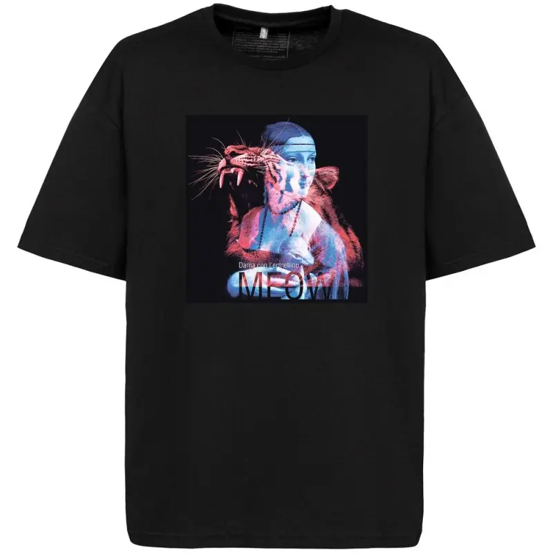 Футболка оверсайз &laquo;Дама с горностаем&raquo;, черная, размер XS/S