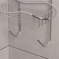 Полка 2-х ярусная на присоске Доляна «Волна», 25×11×45 см, 2 крючка, цвет хромированный Полка 2-х ярусная на присоске Доляна «Волна», 25×11×45 см, 2 крючка, цвет хромированный