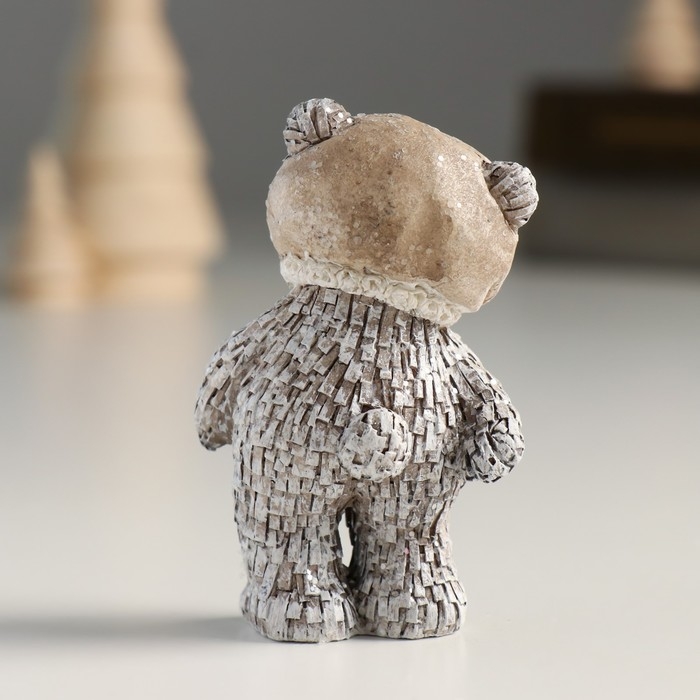 Сувенир полистоун Сувенир полистоун "Мишка в шапке/колпаке, стоит" серый МИКС 4х3х7 см