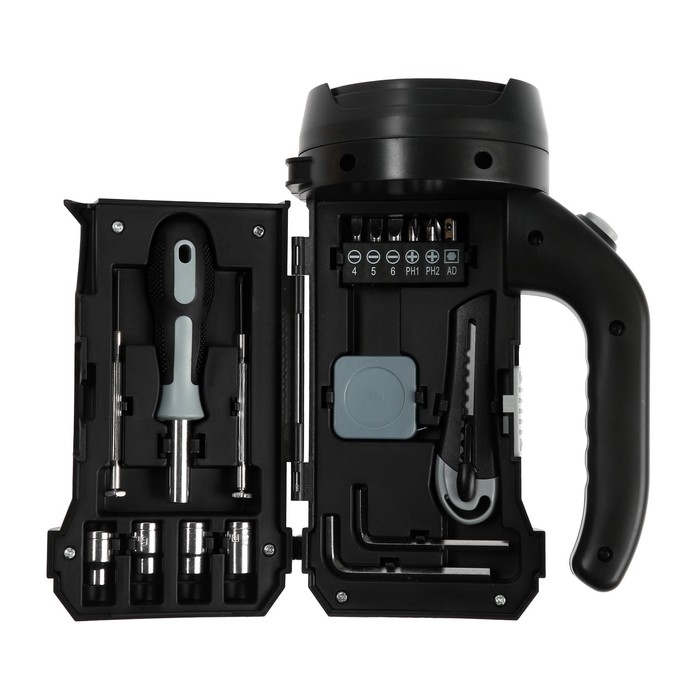 Набор инструментов ТУНДРА, подарочный пластиковый кейс "Фонарь", 17 предметов