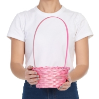 Корзина плетеная, бамбук, розовый, 19х19х32 см Корзина плетеная, бамбук, розовый, 19х19х32 см