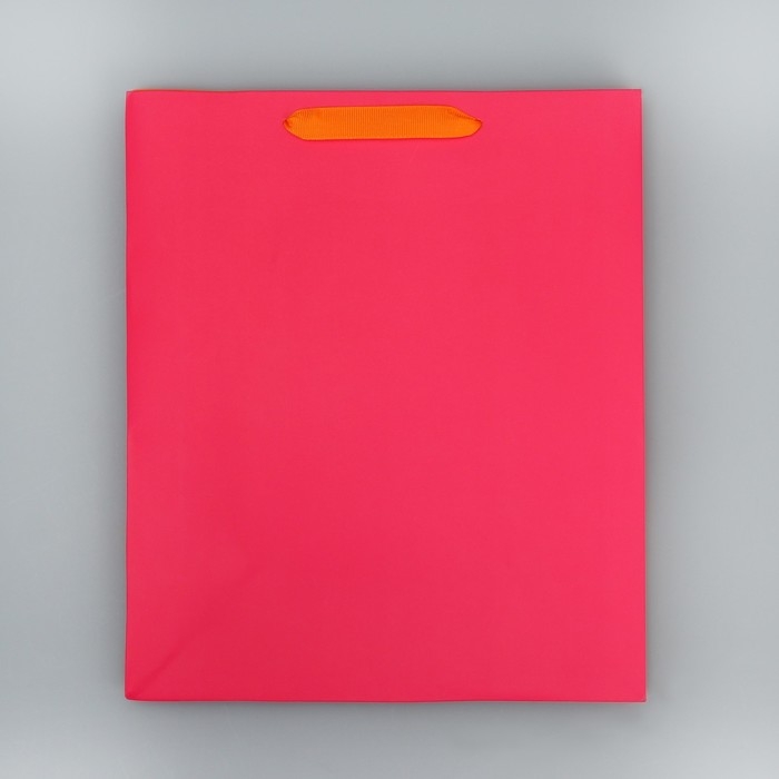 Пакет подарочный двухцветный, упаковка, &laquo;Розовый-оранжевый&raquo;, ML 23 х 27 х 11.5 см