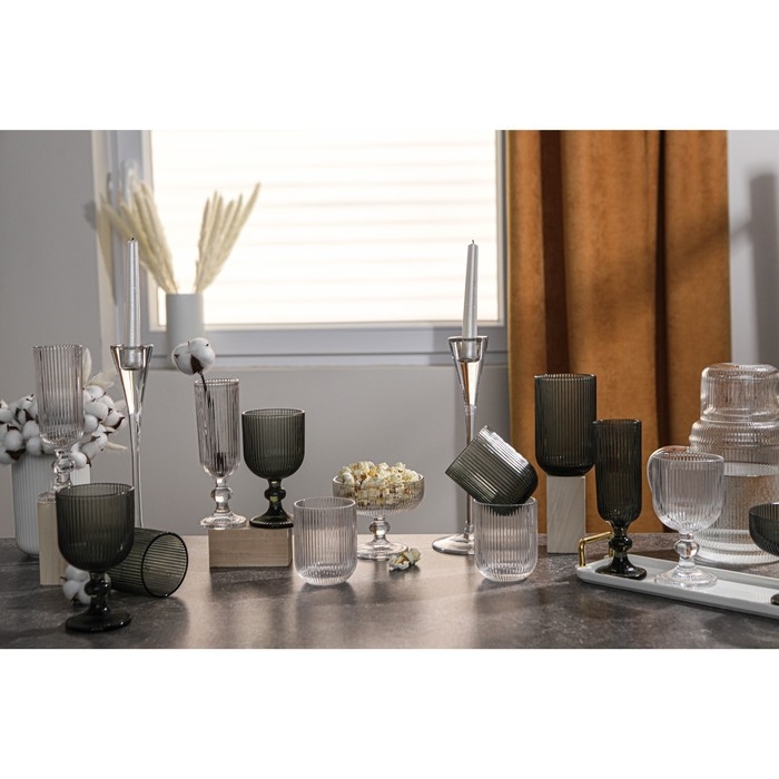 Бокал для вина стеклянный Magistro &laquo;Грани&raquo;, 250 мл, 8&times;14,5 см, цвет графит