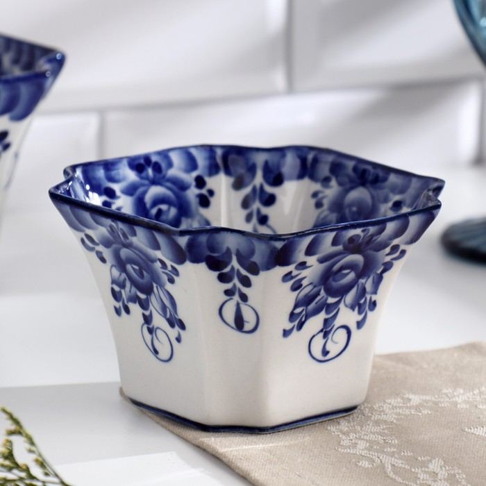 Набор салатников "Гранённый", 3 шт, 350 мл, 650 мл, 1 л, гжель