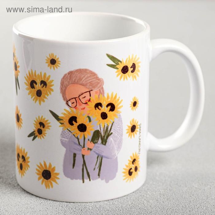 Кружка сублимация "Кружка для бабушки" подсолнухи, 320 мл, с нанесением